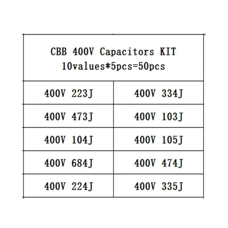 10value*5PCS=50PCS 400V 10nF ~ - Capacitor Kit Assortment reseña y precio