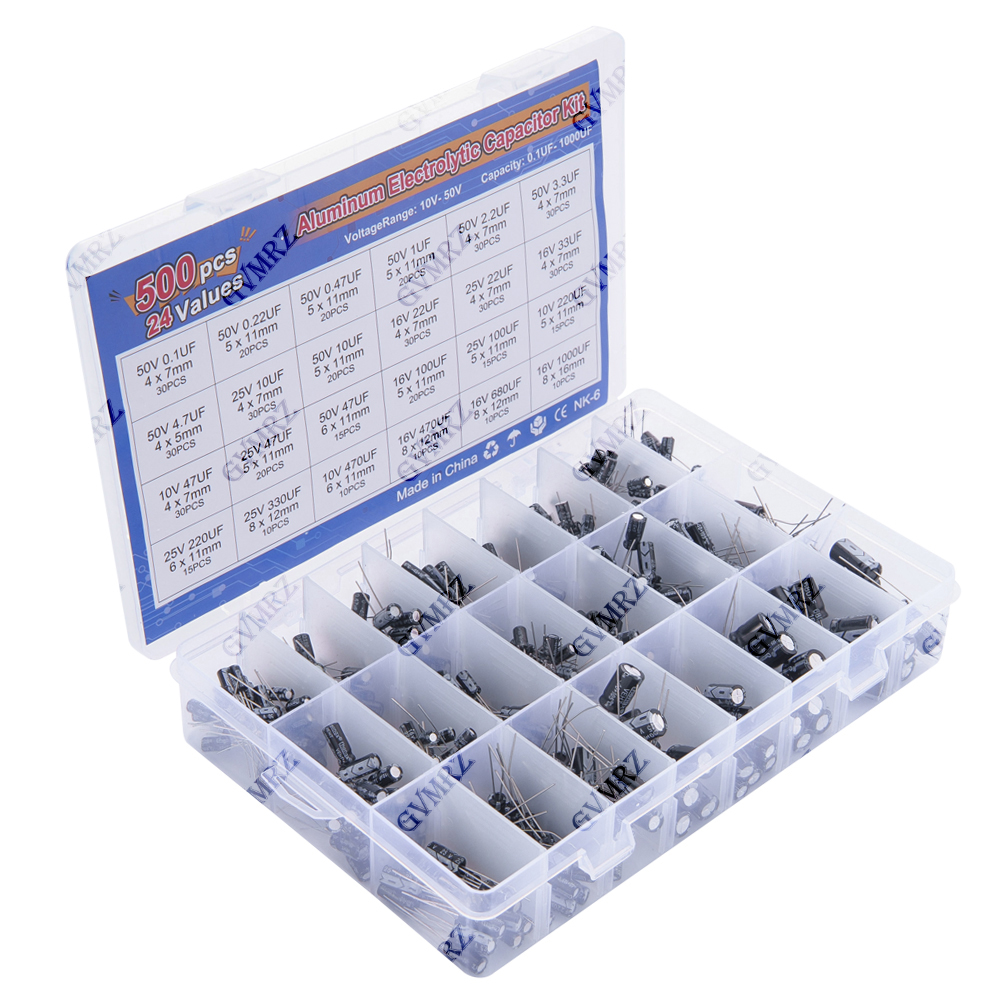 500PCS/lot 16-50V mix Electrol - Capacitor Kit Assortment reseña y precio