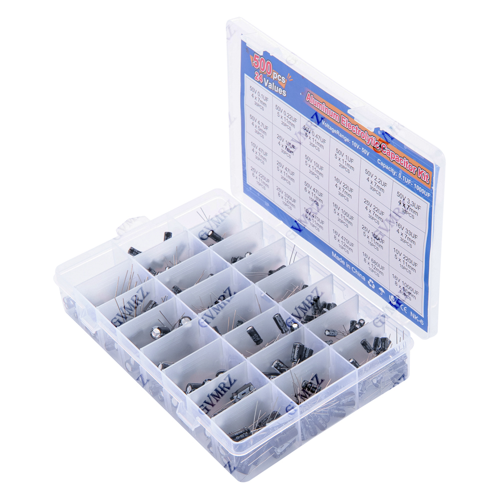 500PCS/lot 16-50V mix Electrol - Capacitor Kit Assortment reseña y precio