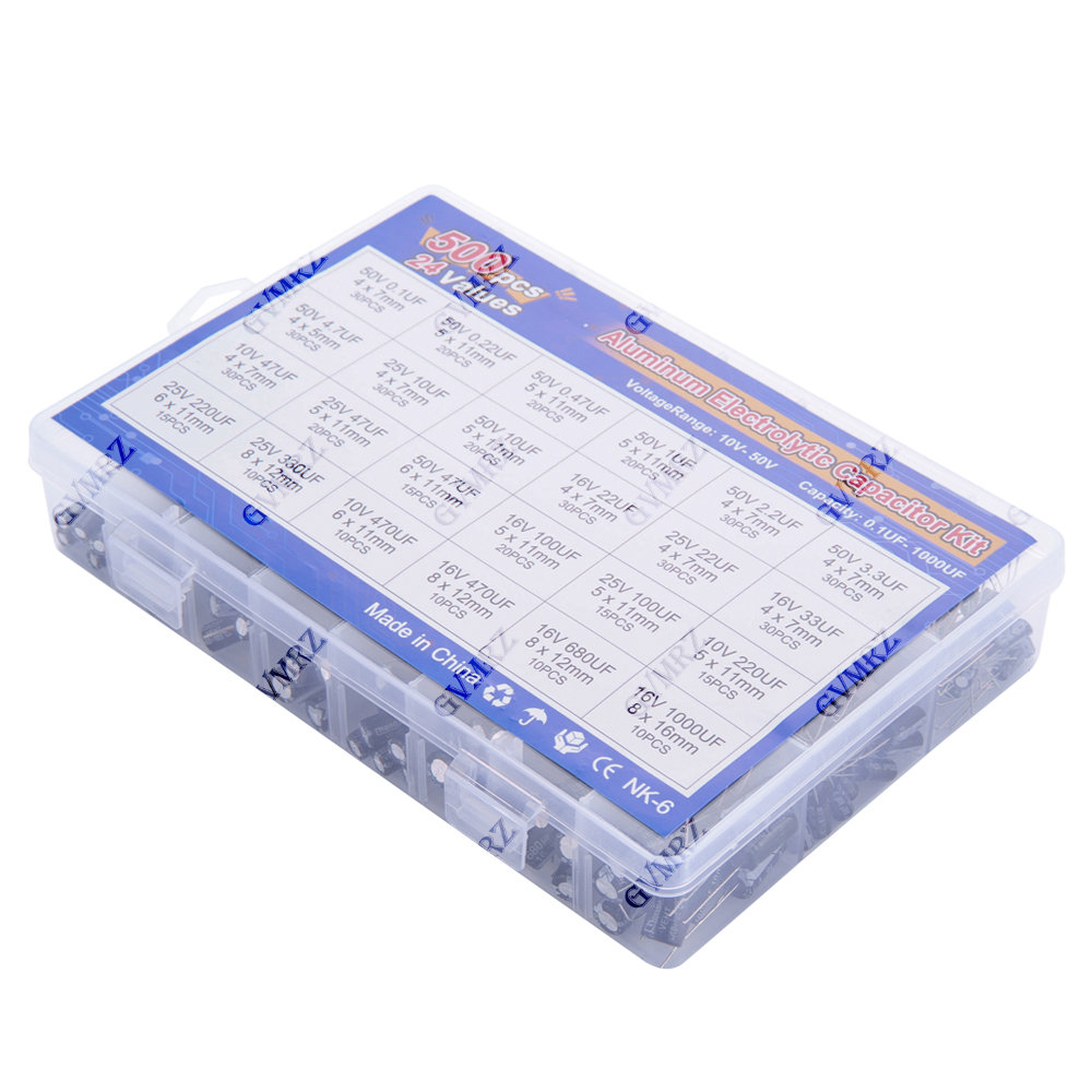 500PCS/lot 16-50V mix Electrol - Capacitor Kit Assortment reseña y precio
