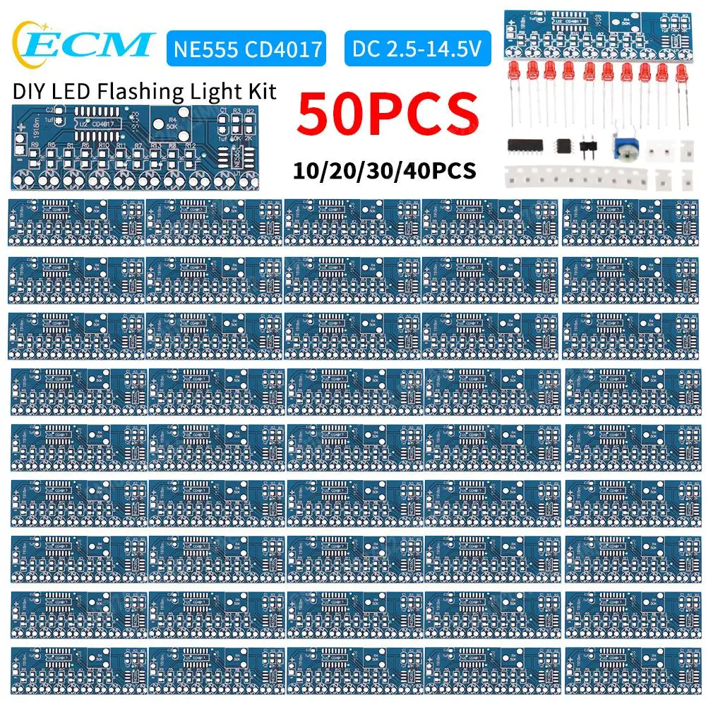 50PCS-5 NE555 +CD4017 Red LED  - Diy Electronics News reseña y precio