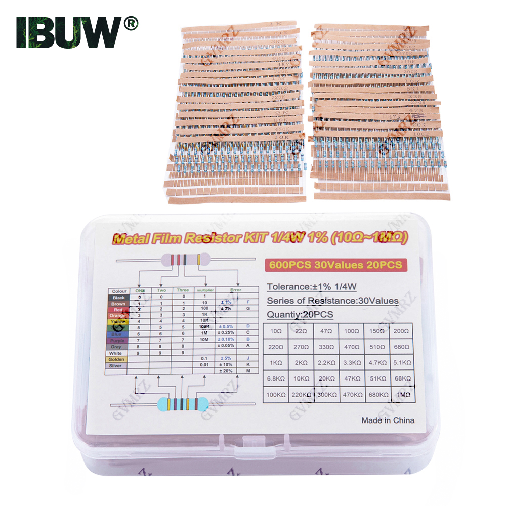 600PCS 30Values 1/4W Metal Fil - Diy Electronics Com reseña y precio