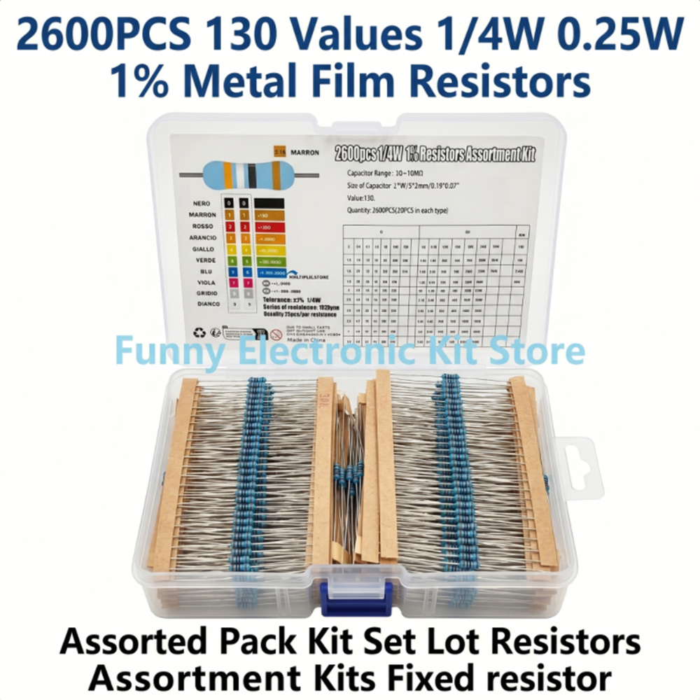 2600pcs Metal Film Resistors A - Diy Electronics Com reseña y precio