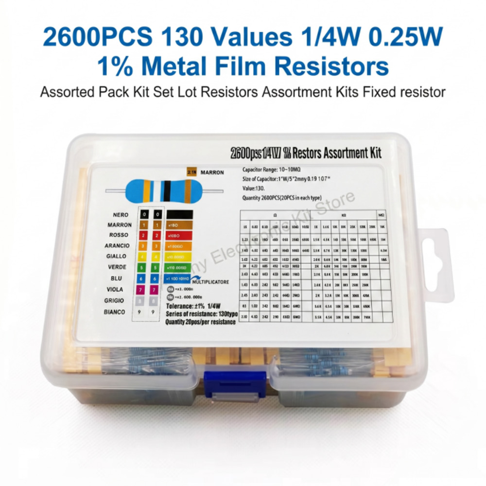 2600pcs Metal Film Resistors A - Diy Electronics Com reseña y precio